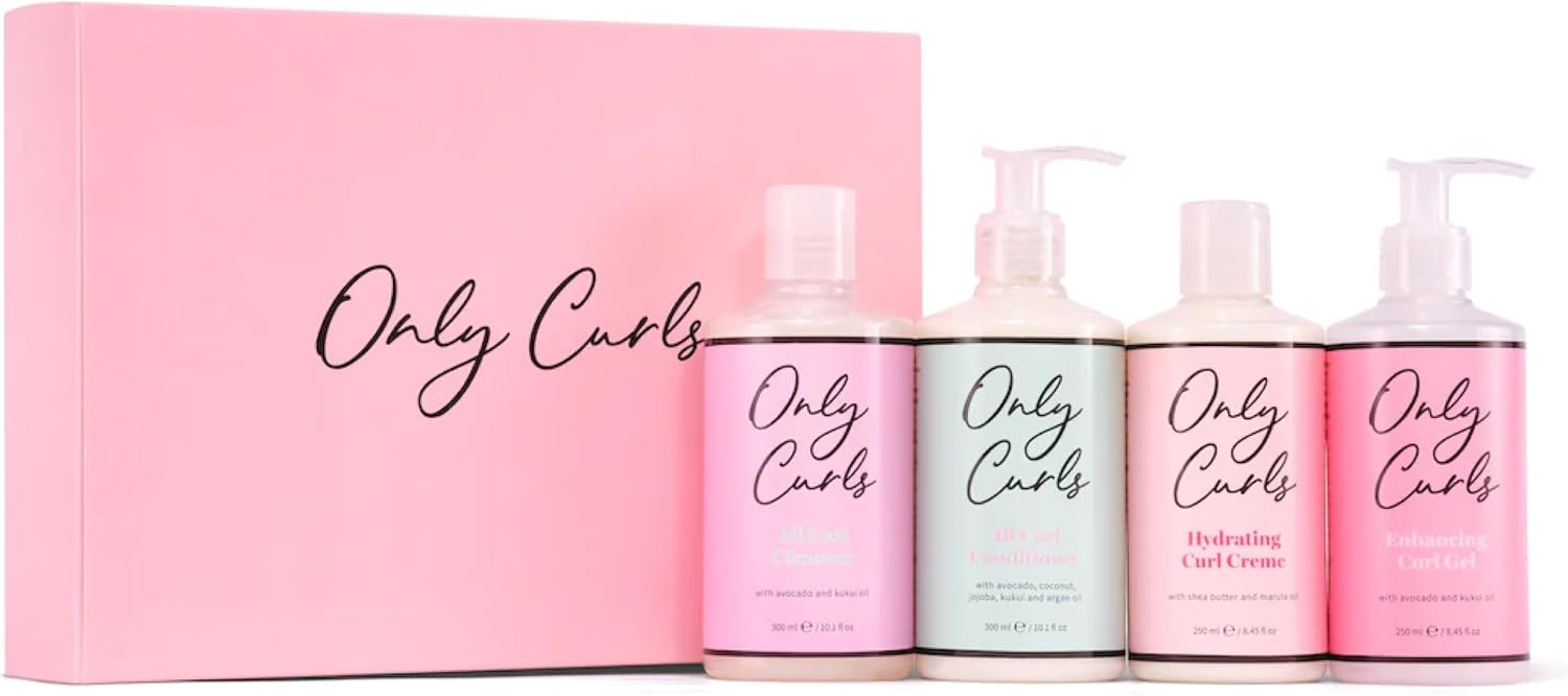 Only Curls Full-Size Bundle, 250ml & 300ml, Curly Hair Product Set, Nourishing Shampoo, Detangling Conditioner, Curl Creme & Enhancing Curl Gel, Cruelty Free, For All Curly Hair Types