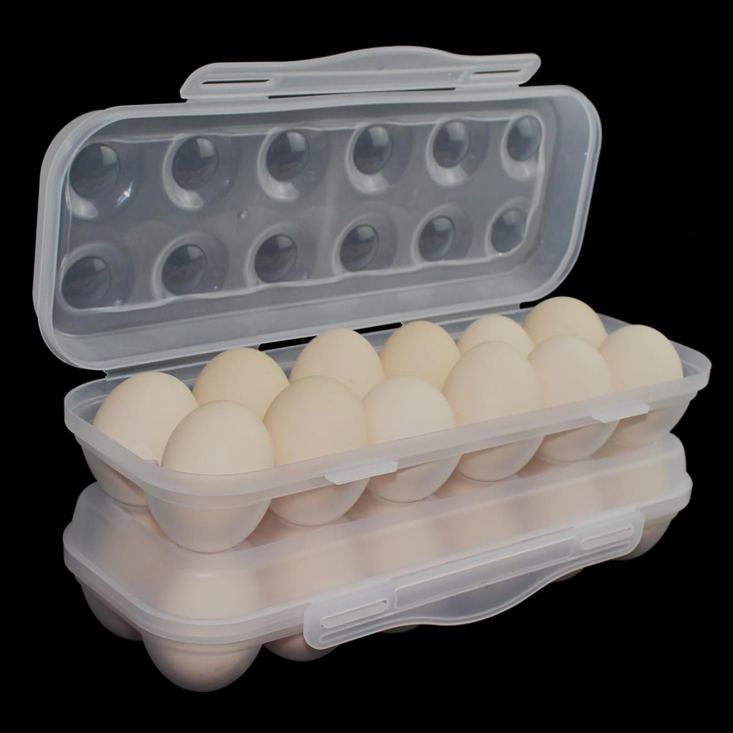 12 Grid Egg Container, 2 Packs Egg Holder Plastic Egg Storage Box Egg Organizer for Fridge Portable Egg Tray with Lid for Refrigerator Camping Hiking Outdoor Activities (12 Counts-2 Packs)