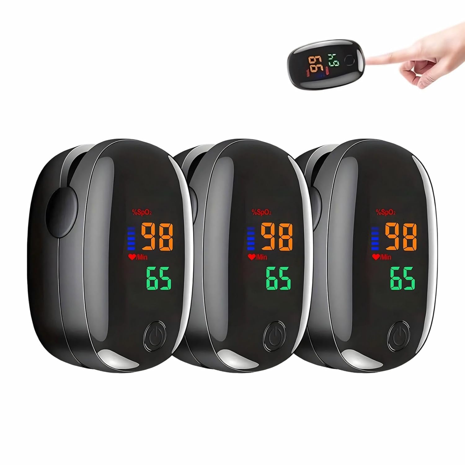 2-in-1 blood glucose monitor for home or outdoor use, non-invasive and puncture-free, compact and portable, 2025 upgraded version | Black 3-pack