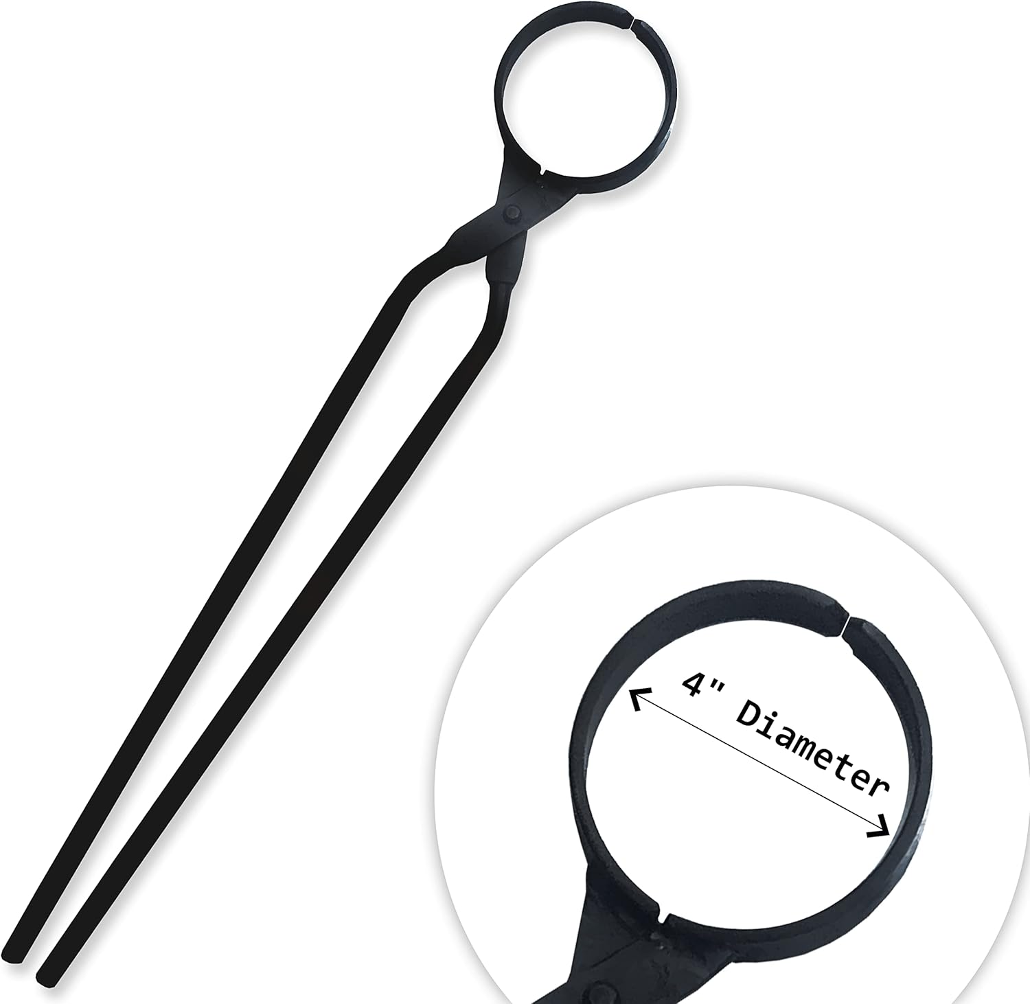 Simond Store 27" Blacksmith Tong Foundry Flask Metal Tongs for Clay Graphite and Graphite Crucibles, Heavy Duty Steel Tong 4" Diameter for Metal Melting Refining Casting Gold, Silver