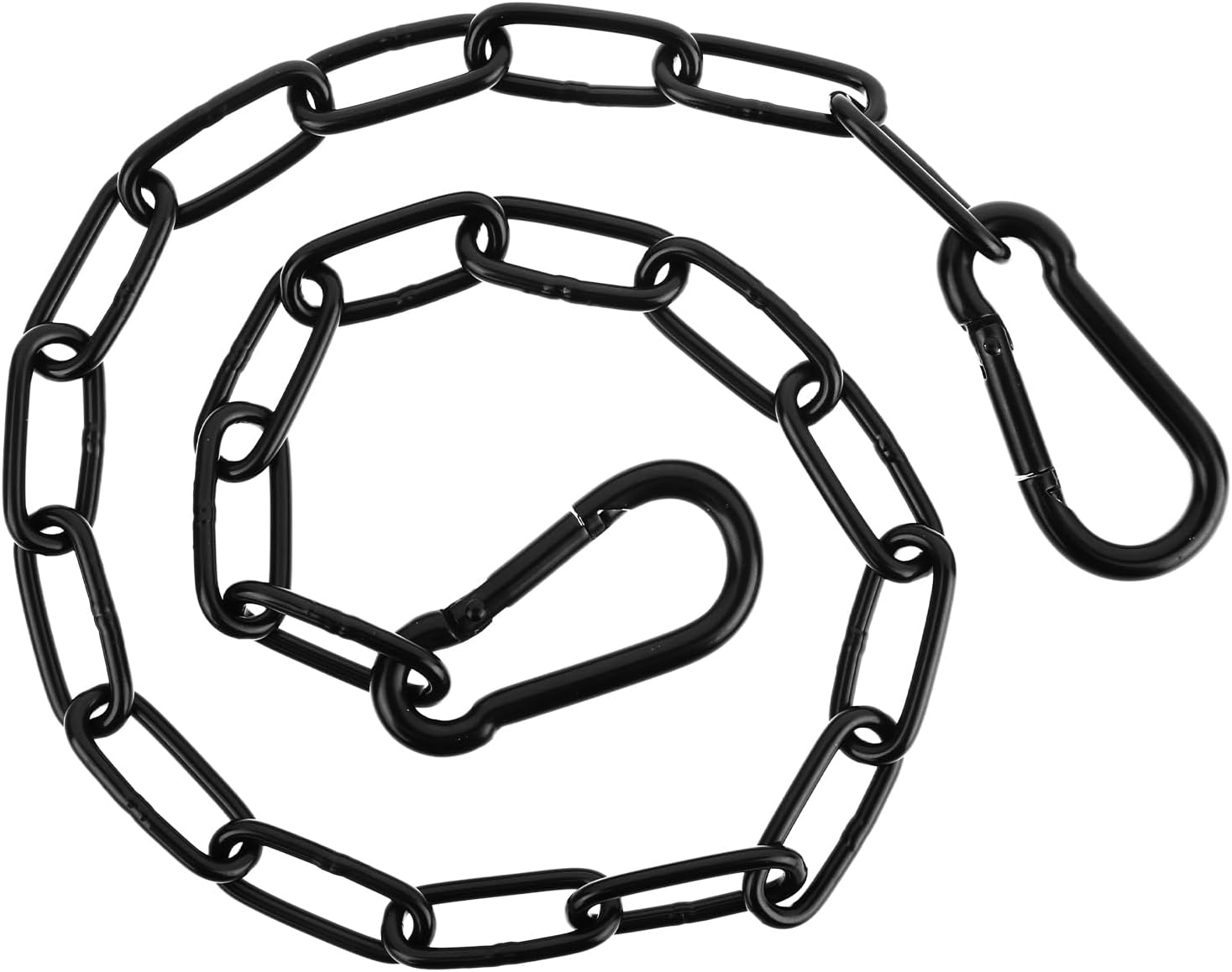 1Pcs Gate Chain Lock, 20 Inch Stainless Steel Chain Link Fence Gate Lock with Both-Ended Carabiners Black Heavy Duty Fence Gate Chain for Outdoor Fence Pet Cages Horse Goat Cow Corral Supplies