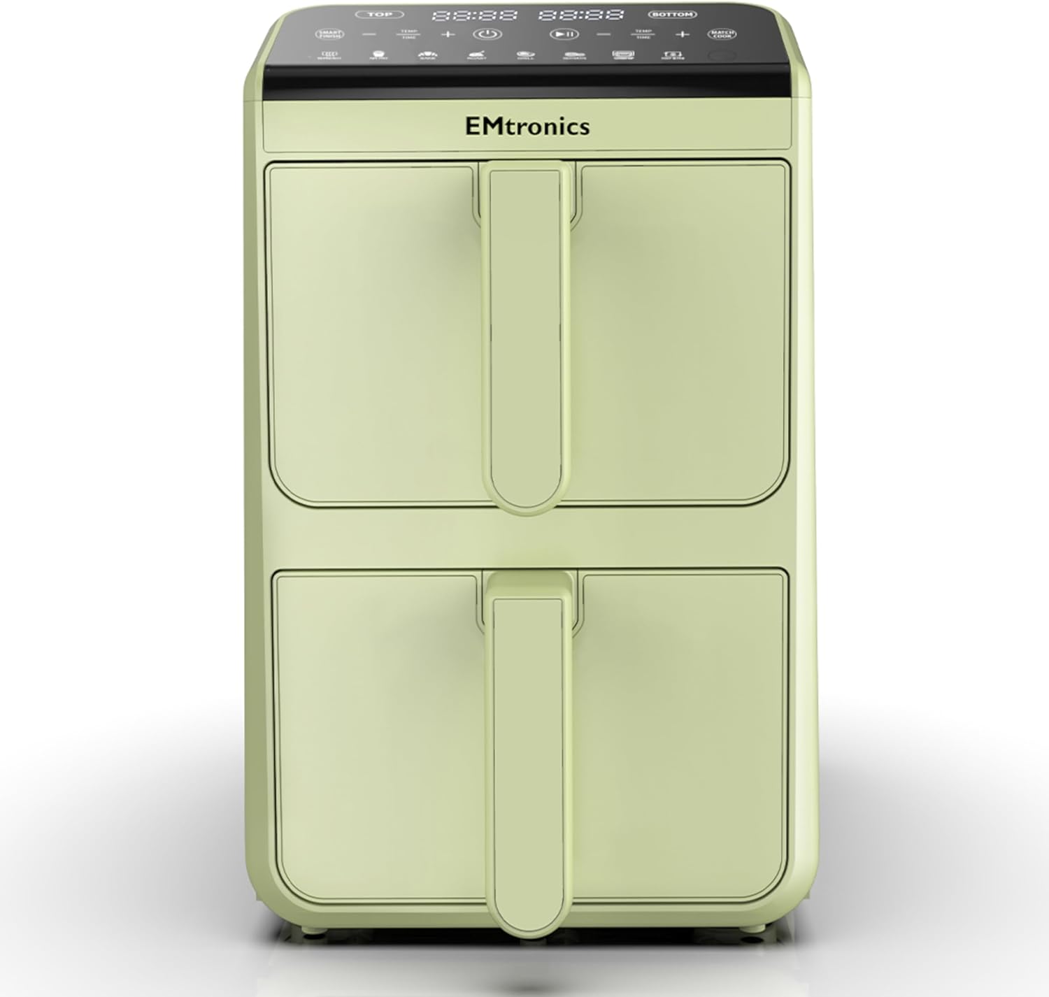 EMtronics 10L Stack Air Fryer with Dual Zone 2460W Family Size, 8 Preset Cooking Mode, Match Cook & Smart Finish Functions, 10 Litre - Sage Green