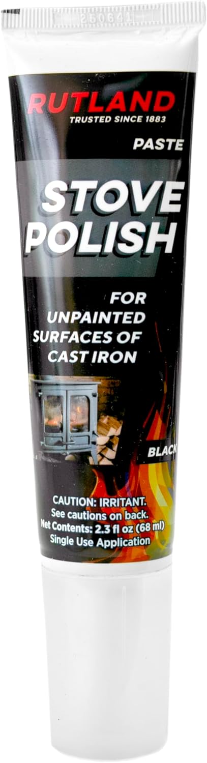 Rutland Stove Polish Paste for Cast Iron and Steel - Triple Wax Blend Restores Wood Stoves and Prevents Rust, Made in USA, 2.3 oz