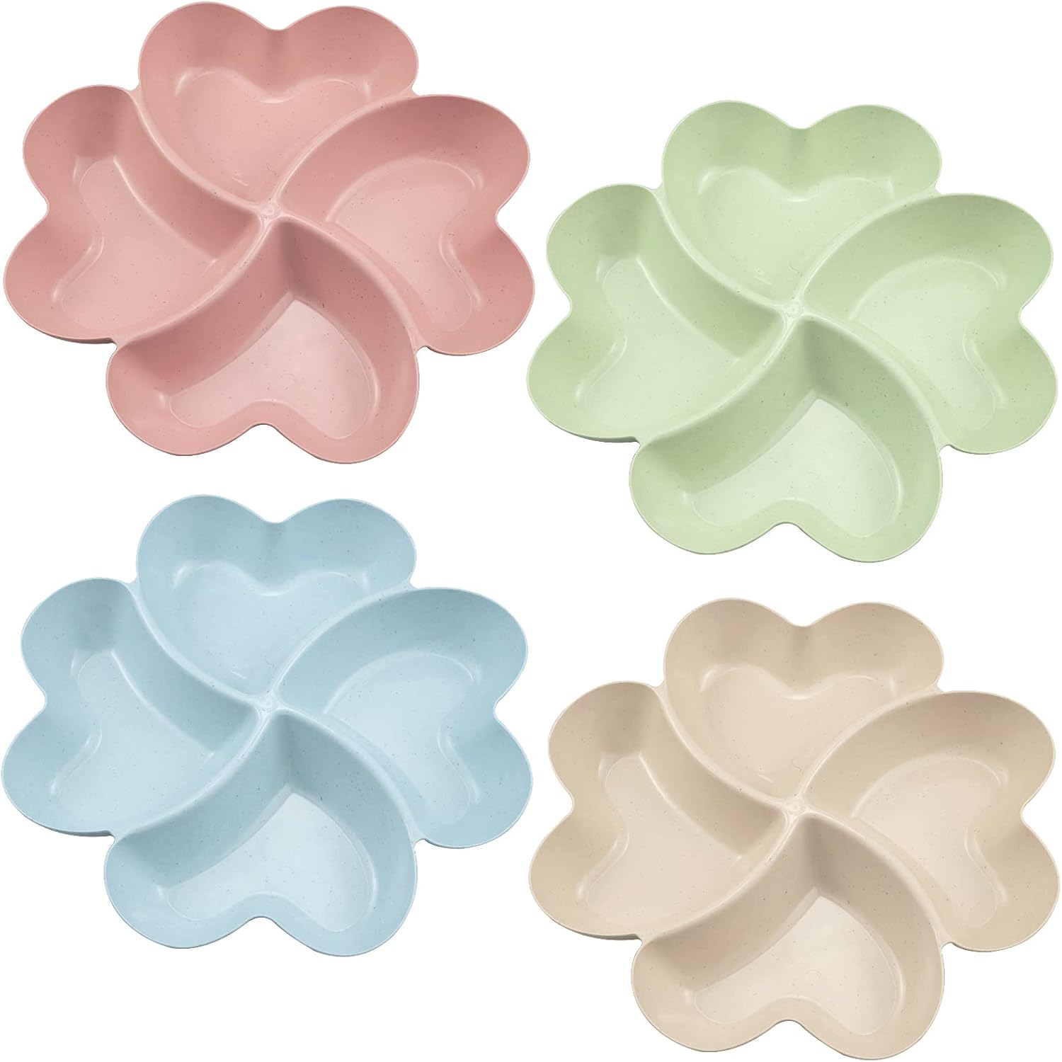 ZoZoMaiy 4 Pcs Multi-use Compartment Trays Anti-slip Serving Platters for Parties 4 Sectional Reusable Plastic Serving Trays for Dried Fruits Nuts Dessert Candies Snacks Fruits, 23 x 3 cm