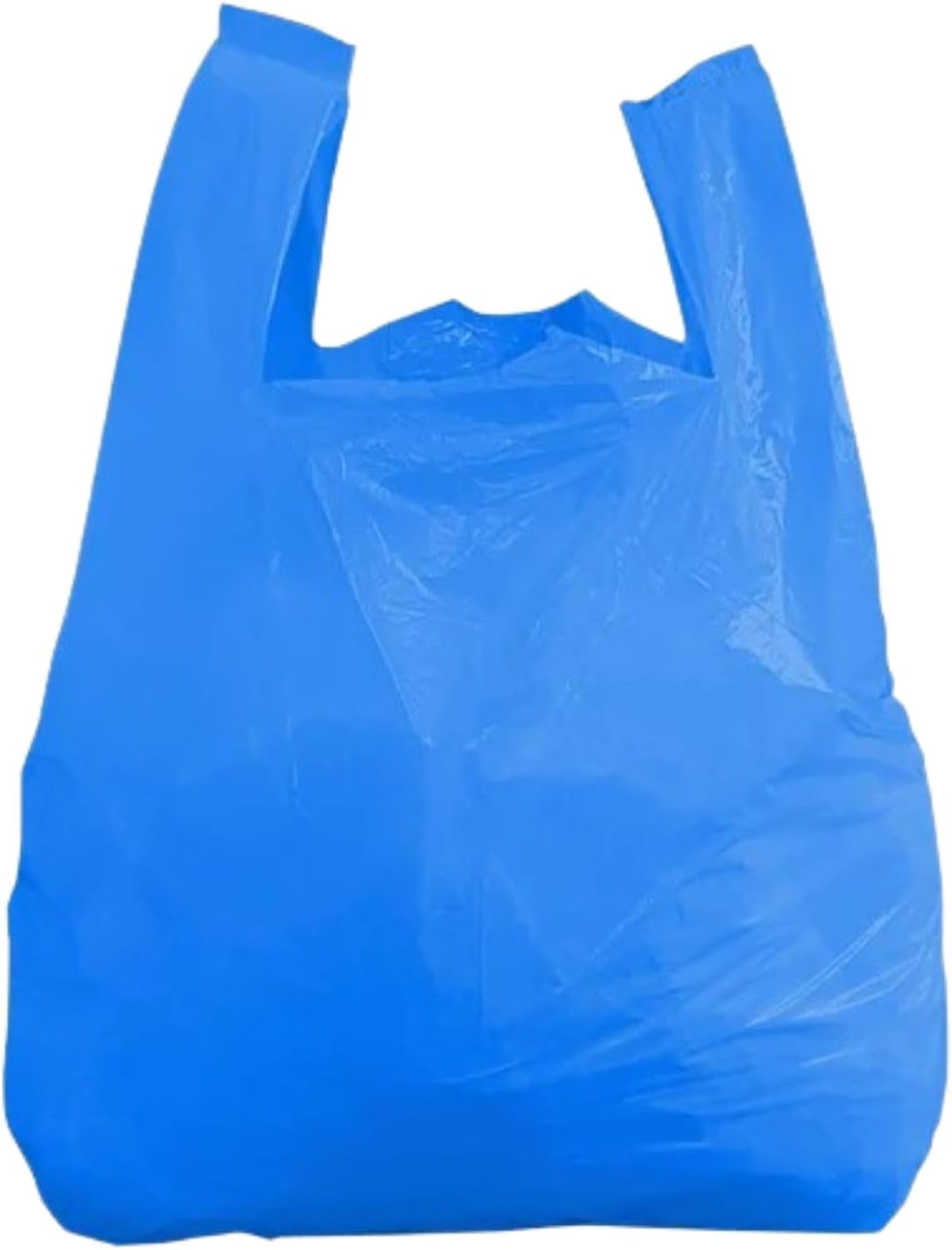 ezkart Pack of 200 - Large Blue Plastic Carrier Bags with Handles,11 x 17 x 21 inch, 18mu, Heavy Duty, for Multi-Purpose Uses (Blue-200pk, 11x17x21 Inch-18mu)