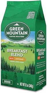 Green Mountain Coffee Roasters, Breakfast Blend Decaf, Ground Coffee, Decaffeinated, Light Roast, Bagged 12oz.