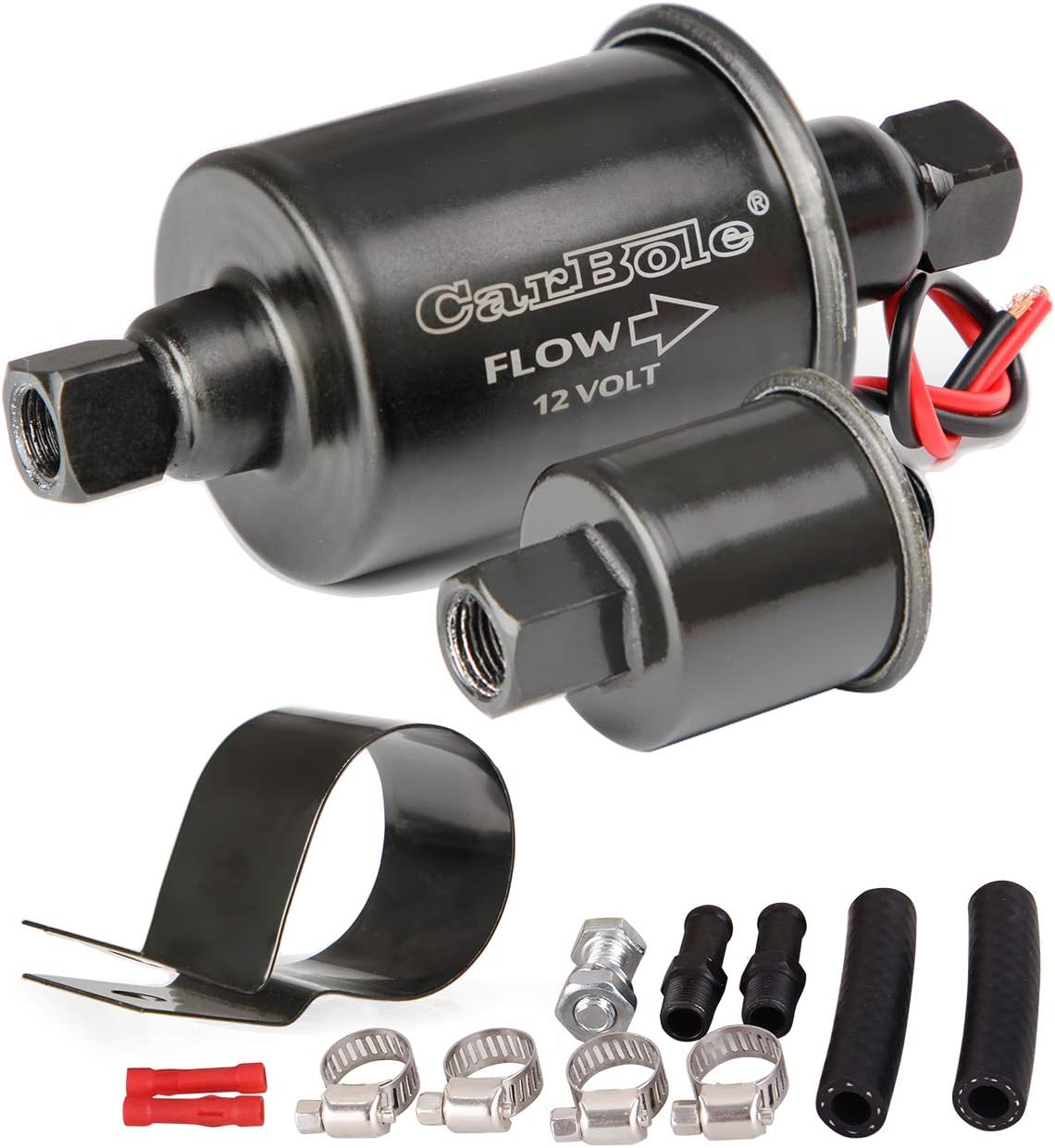 CarBole 12v Universal Electric Fuel Pump 5-9 PSI 30GPH Gasoline and Diesel Fuel Transfer Pump for Carburetor Engine E8012S E8016S EP12S FD0002 (Black)