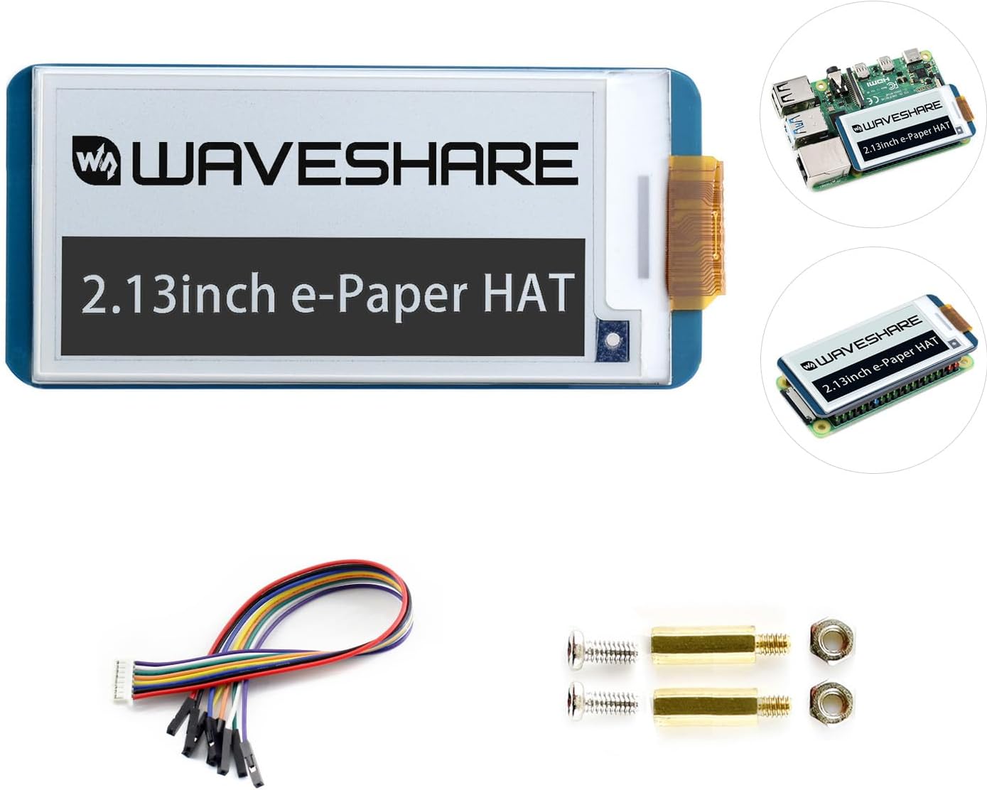 waveshare 2.13inch E-Ink Display HAT V4 Version Compatible with Raspberry Pi Raspberry Pi 5/4B/3B/Zero/Zero W/Zero 2W/Pico/Pico W/Pico WH, 250x122 Resolution SPI Interface Supports Partial Refresh