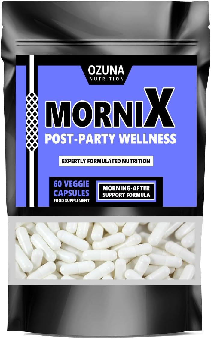 Mornix After-Party Recovery Supplement | Morning Refresh & Liver Support | Energy, Focus, Mood & Hydration Formula with NAC, ALA, Ashwagandha, Maca & Vitamin C – 60 Capsules