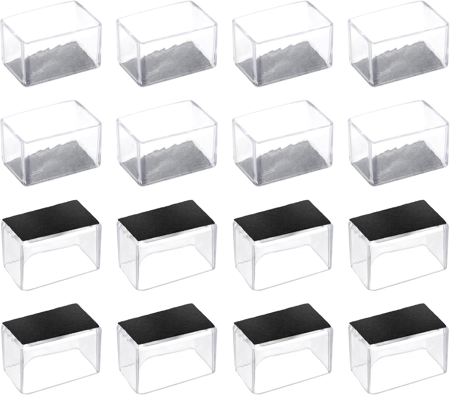 sourcing map 24Pcs Rectangle Felt Chair Leg Floor Protectors, 1-1/6" x 2" Table Leg Cover, Clear