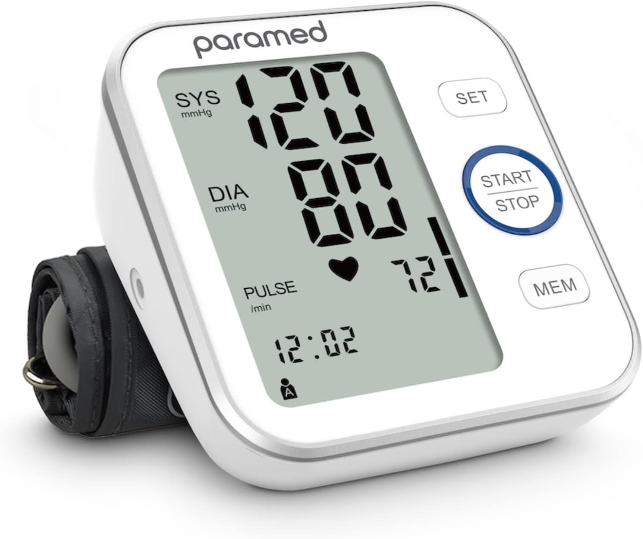 Paramed Blood Pressure Monitor - Bp Machine - Automatic Upper Arm Blood Pressure Cuff 8.7-16.5 inches - Large LCD Display 120 Sets Memory - Device Bag & Batteries Included
