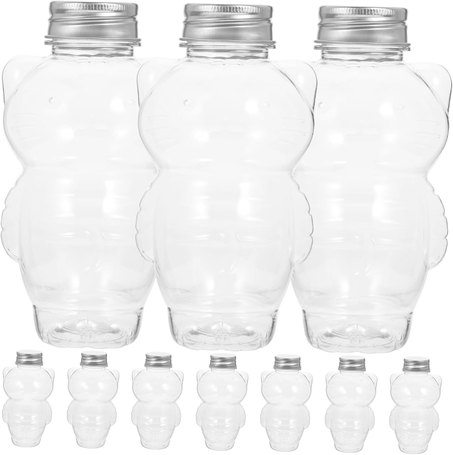 CHILDWEET 10pcs Cute Cat Shape Juice Bottles Leak Transparent Pet Bottles for Juice and Beverages Multi-function Drink Containers for Cat