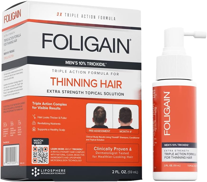 Foligain Mens HAIR REGROWTH TREATMENT with 10% Trioxidil 2 oz