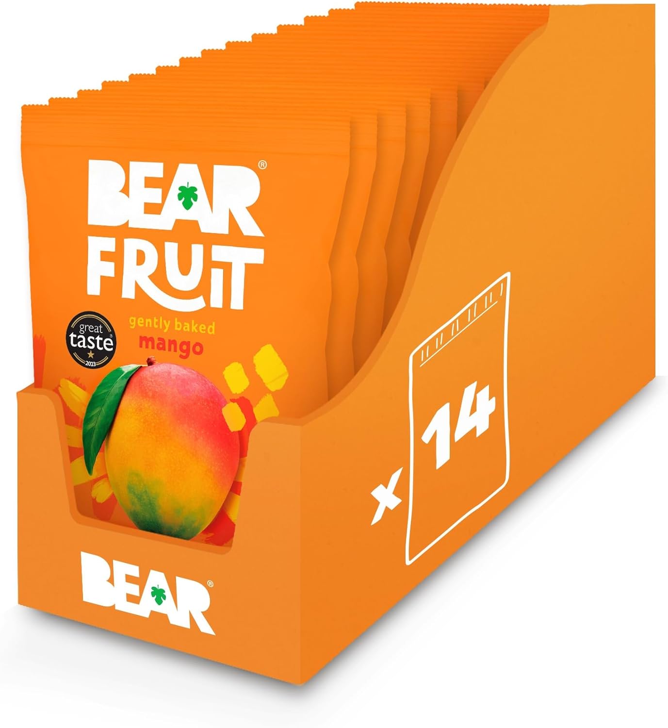 BEAR Fruit Dried Mango Packs - Gently Baked Fruit - Healthy - Vegan - 14 x 35g