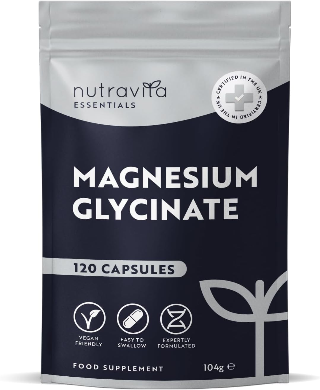 Magnesium Glycinate Supplements 1000mg – 2 x 500mg Magnesium Bisglycinate Caps per Serving - 120 High Strength Capsules Providing 200mg Elemental Magnesium - Magnesium Tablets Alternative - Nutravita