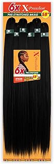 Sensationnel Xpression prestretched braiding hair - Kanekalon flame retardant smooth yaki braid hair extension 6X 58 inch (Color:1B OFF BLACK)