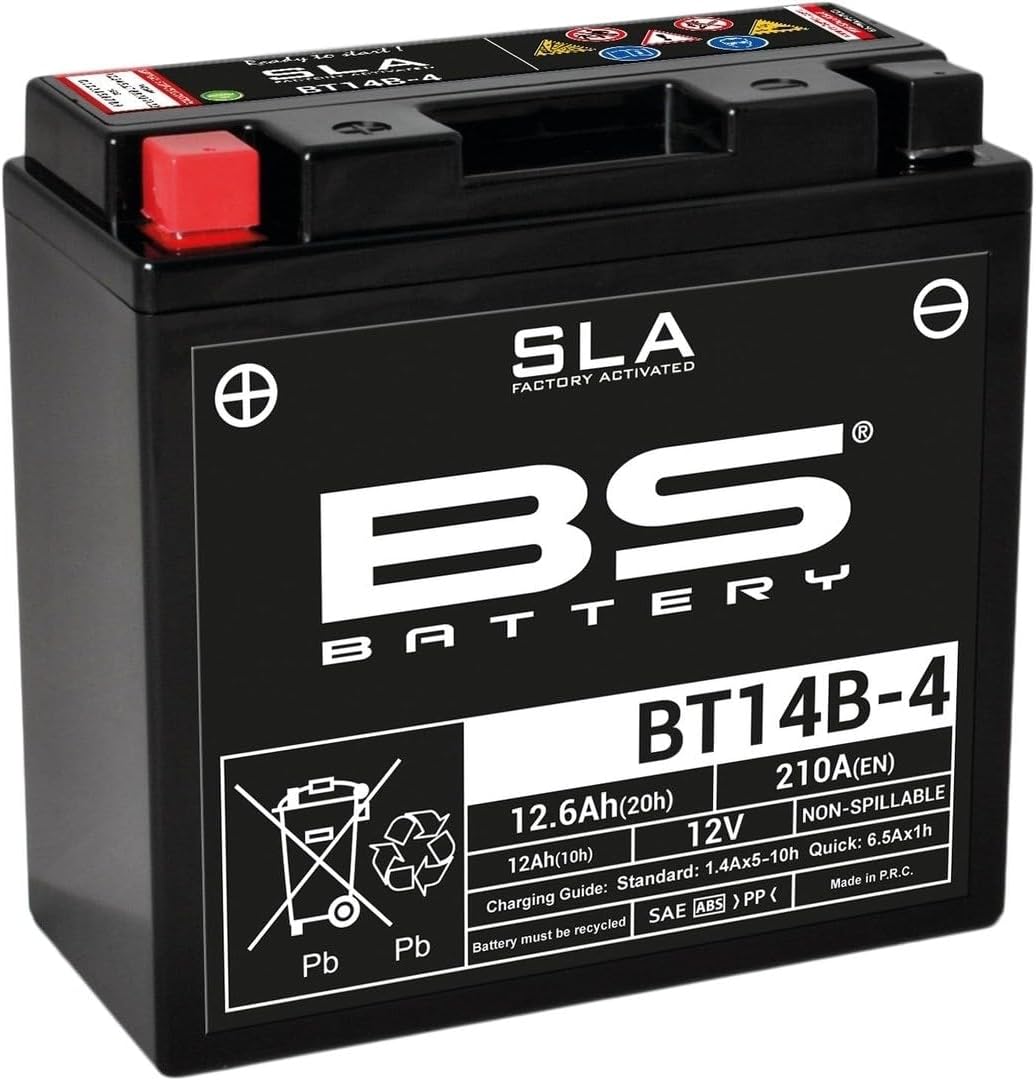 BS battery 300644 BT14B 4 Sla AGM Motorcycle Battery (Black)