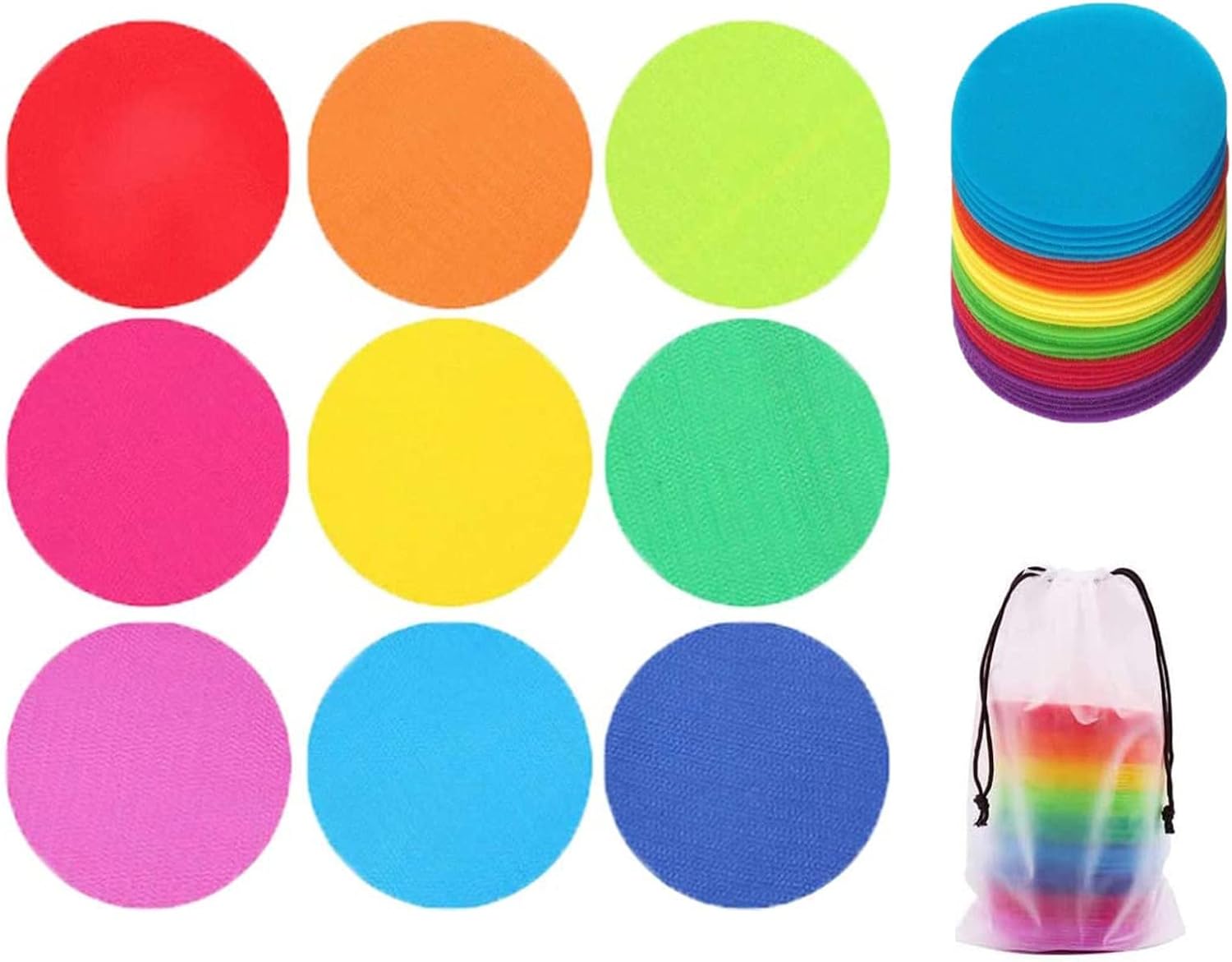 WELSTIK Spot Markers Carpet Markers for Classroom, 4" Rug Circles Marker Dots for Preschool, Kindergarten, and Elementary Teachers,9 Colors (36 Pack)