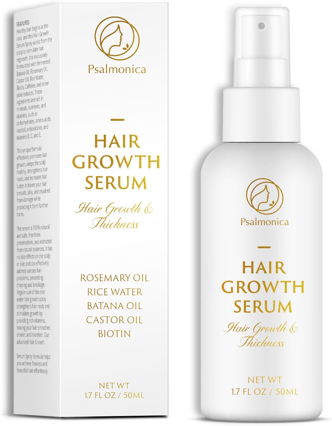 Hair Growth Serum: Rosemary Batana Castor Oil Rice Water Biotin Hair Oils for Hair Growths - Hair Growth Thickening Product - Hair Loss Treatments for Women Men(1.7fl oz)