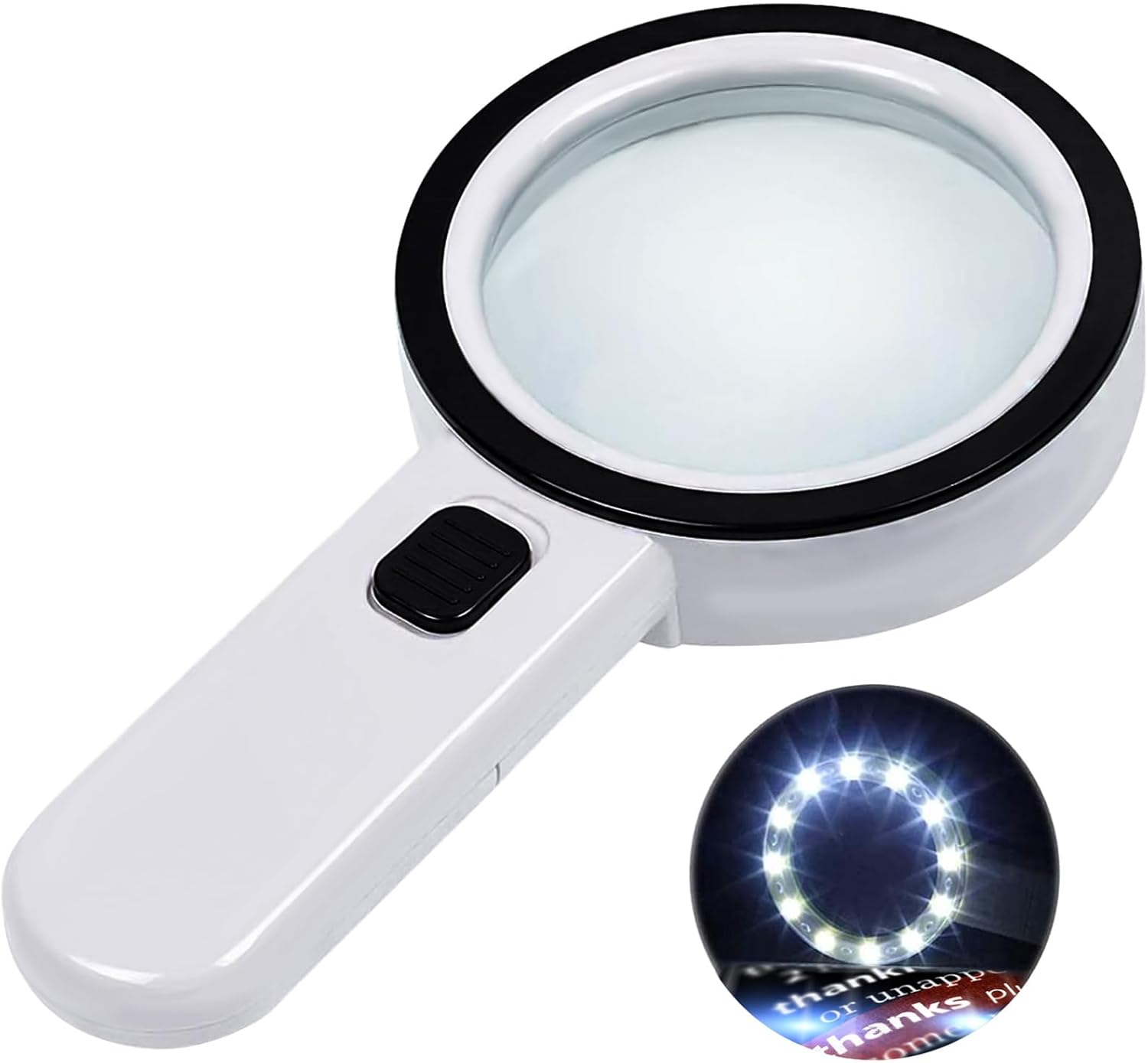 Magnifying Glass with 12 LED Lights, 30X Double Glass Lens Handheld Illuminated Magnifier Reading Magnifying Glass with for Seniors Read, Coins, Stamps, Map, Inspection, Macular Degeneration