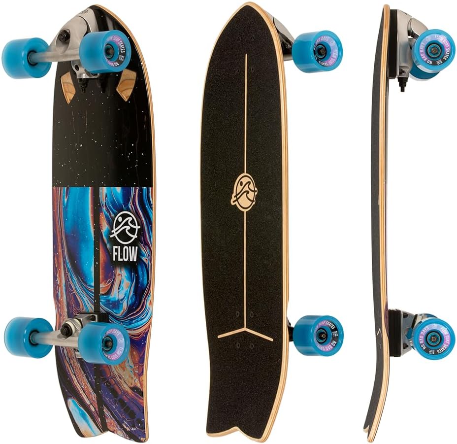 Flow Surf Skates Cruiser - 29"x10" 7-Ply North American Maple Deck, Carving Truck, Fully Assembled, Supports up to 275 lbs for Surf-Like Carving
