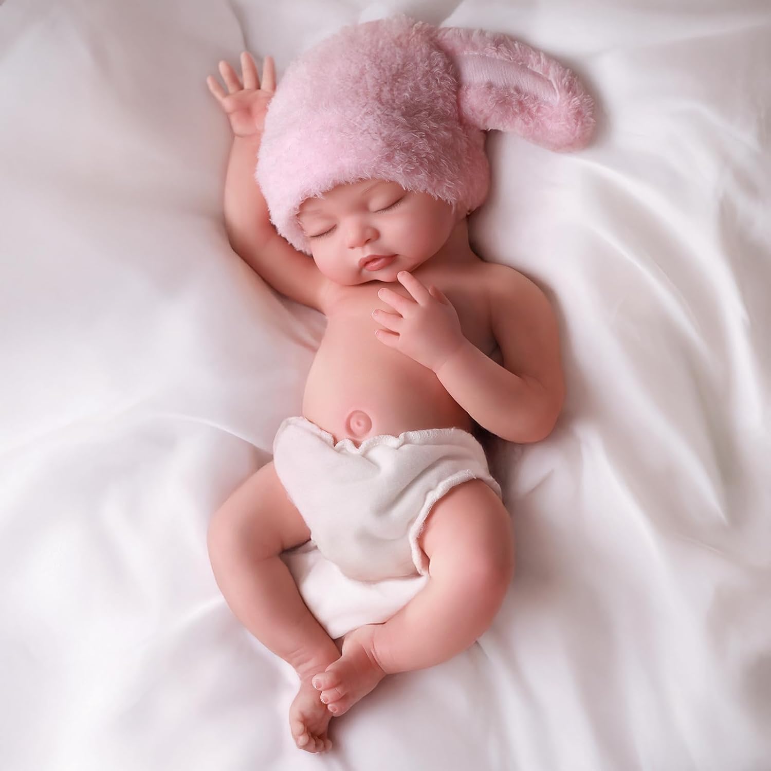 BABESIDE Silicone Reborn Baby Dolls - 16 Inch (Weight 4 Lb) Full Platinum Silicone Weighted Realistic Sleeping Newborn, Lifelike Preemie Doll Gift for Collectors & Kids Ages 3+