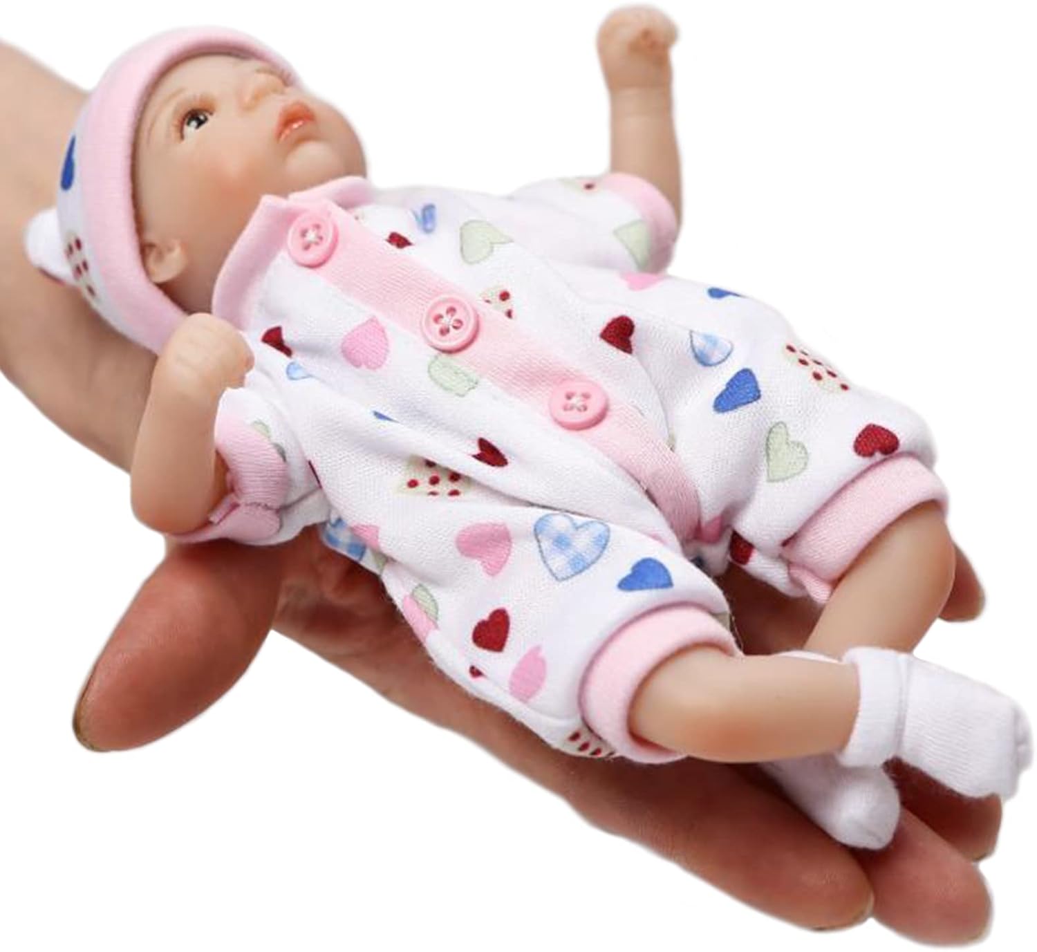 YIHANGG Preemie Newborn Doll 20cm 8inch Palm Size Mini Reborn Baby Doll Realistic Silicone Vinyl Doll Children Gift for Birthday Christmas,Eyes Open
