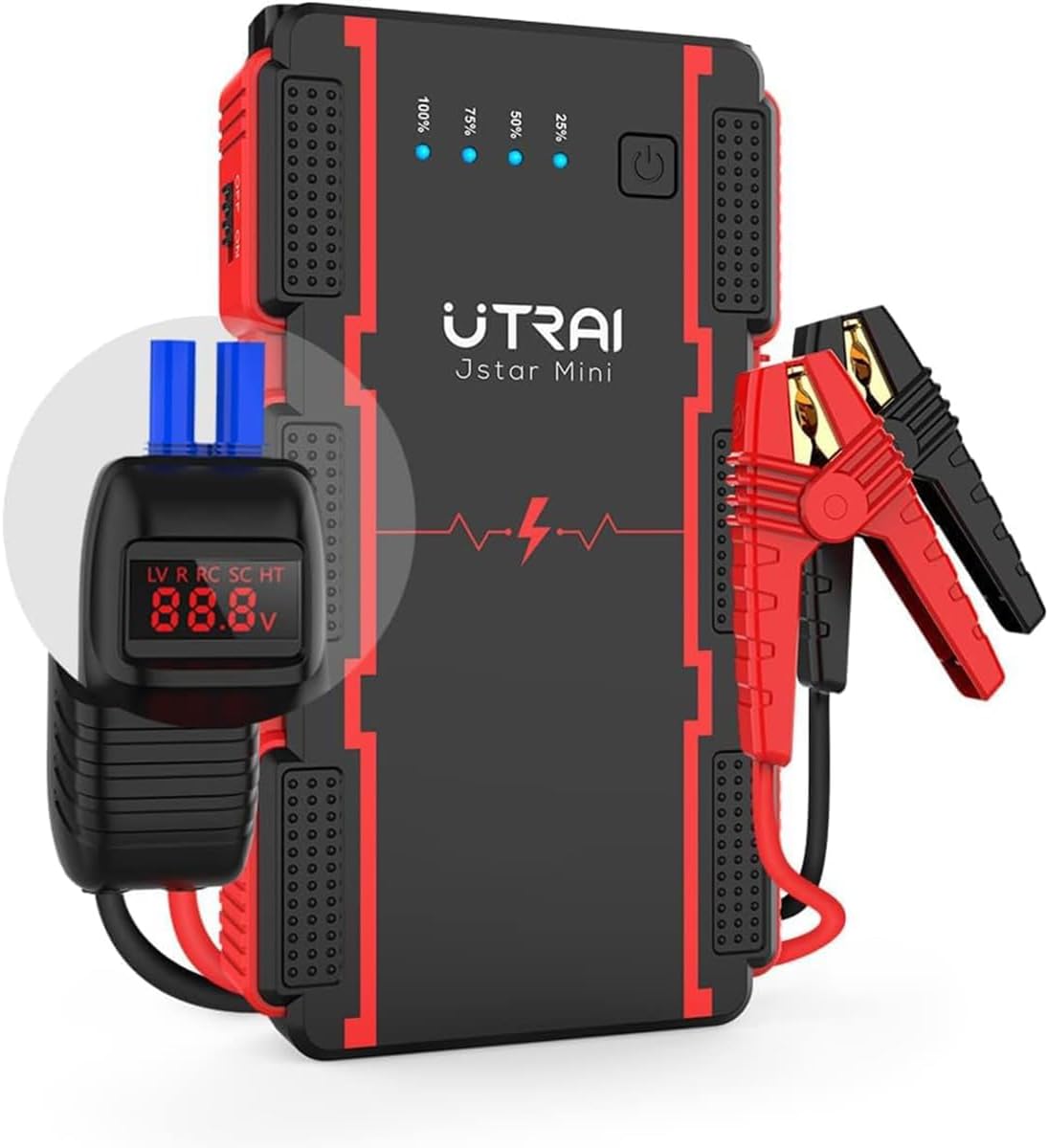 Car Battery Booster Jump Starter Power Pack,UTRAI 4000A Portable Car Jump Starter Power Bank for 12V Vehicles Motorcycle,with LCD Screen/LED Flashlight/QC3.0 (Up to 9L Gas/8.5LDiese)