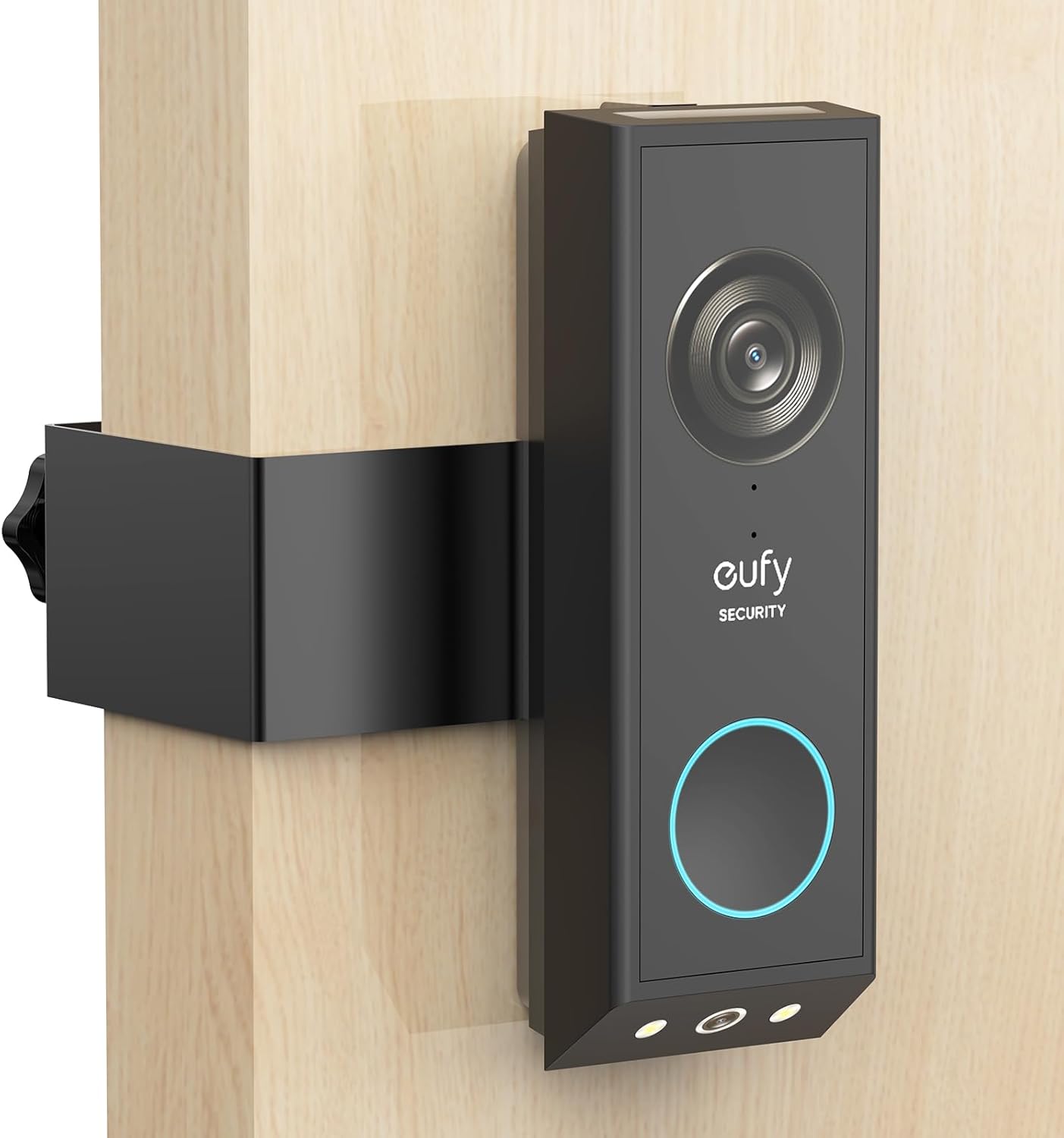 Anti-Theft Door Mount for Eufy E340, No-Drill Adjustable Mounting Bracket with Eufy Doorbell E340, Not Blocking Doorbell Sensor, Apartment Door Bell Kits for Renters, Black