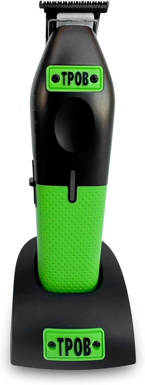 TPOB Play Barber Hair Clippers Trimmer for Men 7000 RPM with Pencil Blade Rubber Green/Black/Pink Grips (Black w/Grips)