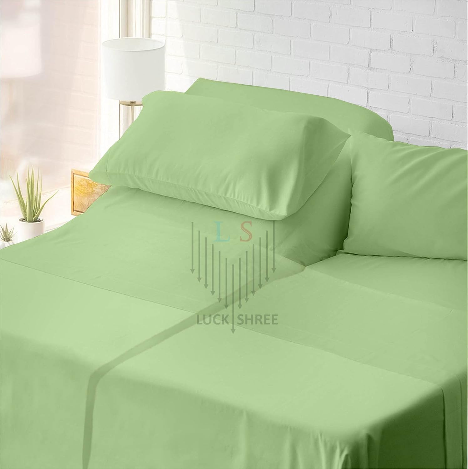 LuckShree 800-Thread-Count 100% Egyptian Cotton |Sage Split Cal-King Sheets Set| 5-Piece Extra Long-Staple Combed Cotton Best-Bedding Sheets, Soft & Silky Sateen Weave Fits Mattress 19" Deep Pocket