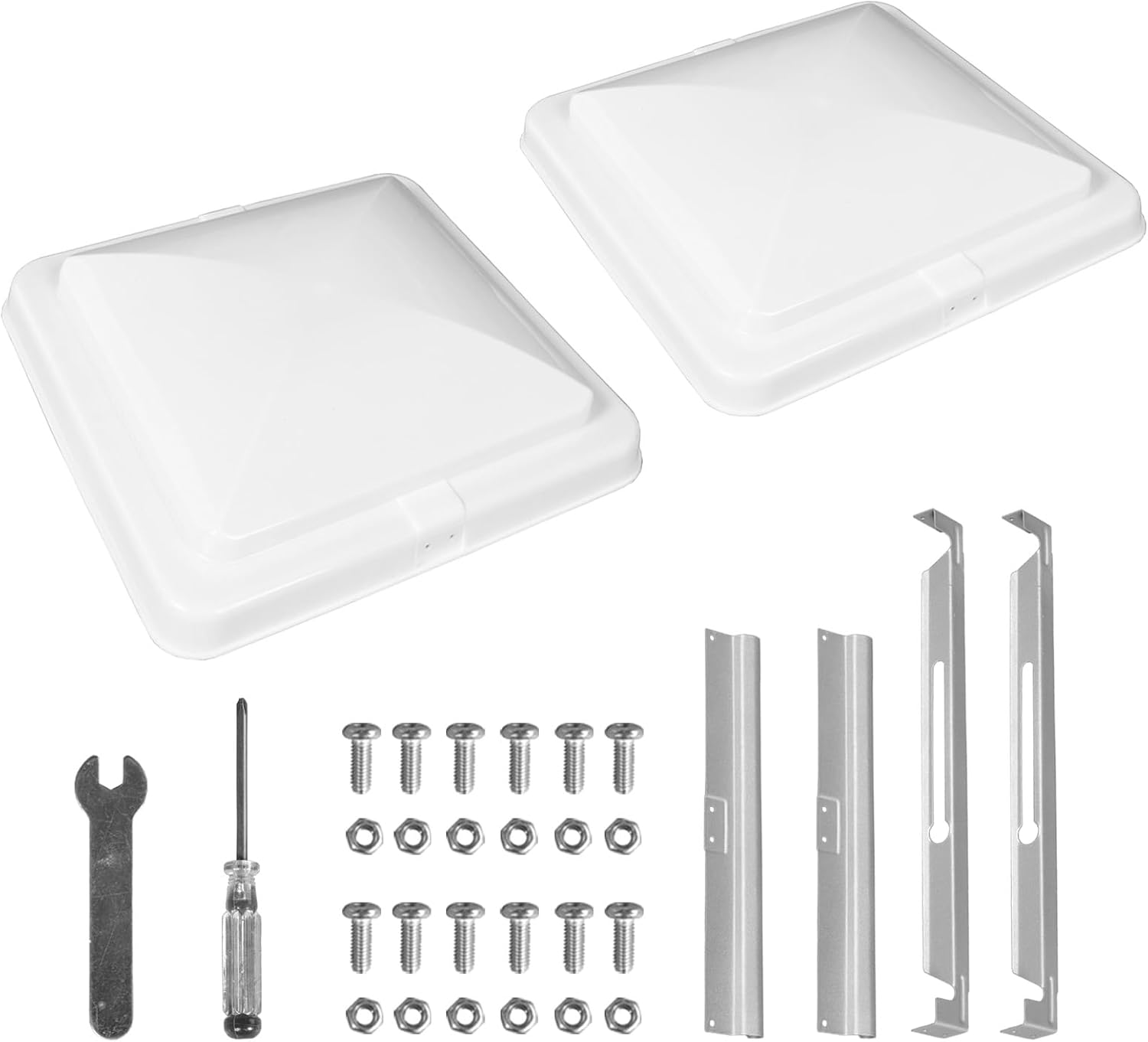 Jack Boss 2 Pack Set Roof Vent Cover, 14 Inch Replacement Vent Lid for Inside RV Trailer Camper Motorhome, White