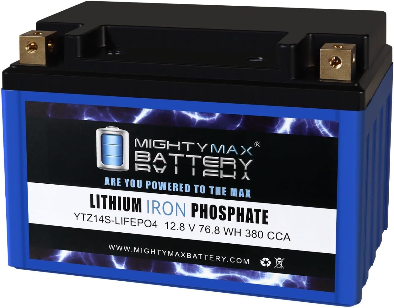 Mighty Max Battery YTZ14S LIFEPO4-12 Volt 11.2 AH, 380 CCA, Lithium Iron Phosphate (LiFePO4) Battery