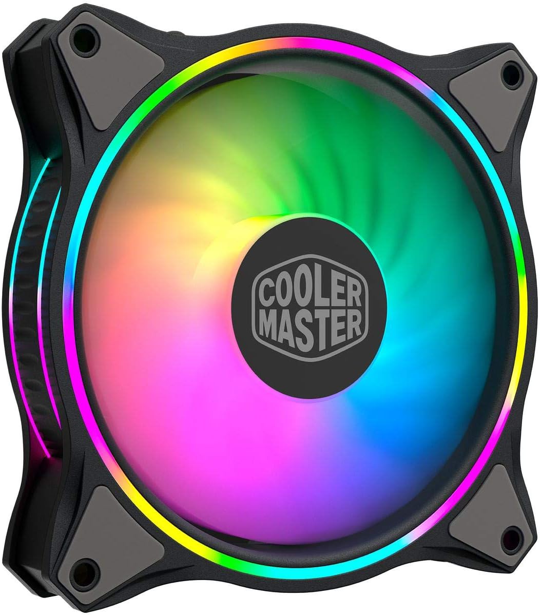 Cooler Master MasterFan MF120 Halo Fan, Duo-Ring ARGB Customizable Lighting, 120mm PWM Static Pressure, ARGB Header Extender For PC Case, Liquid and Air Cooler (MFL-B2DN-183PA-R1)