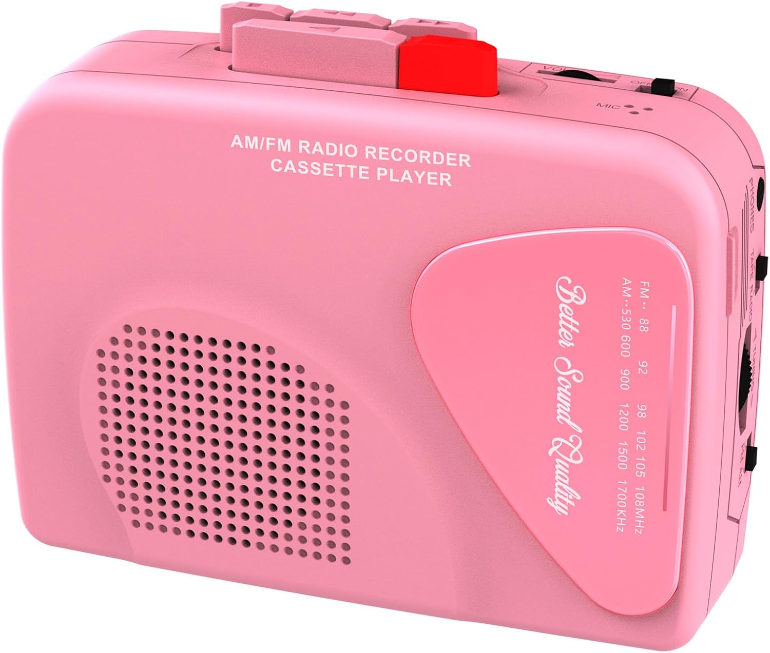 Cassette Player Tape Recorders AM/FM Radio, Portable Tape Player Records Built in Speakers Manual Record - 2AA Battery Or DC 5V Supply with 3.5MM Earphone- Pink