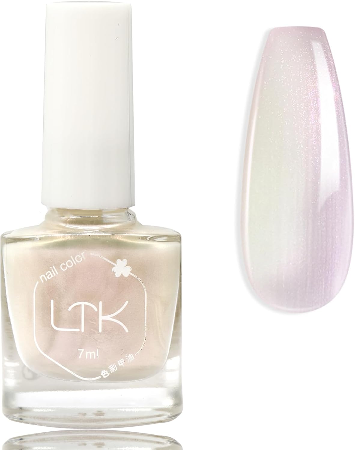 Pearl Nail Polish - White Nail Varnish Aurora Iridescent Shimmer White Mermaid Nail Drawing - Summer Glitter Quick Drying Nail Polish No Need Baking & Easy to Apply Nail Polish for Women