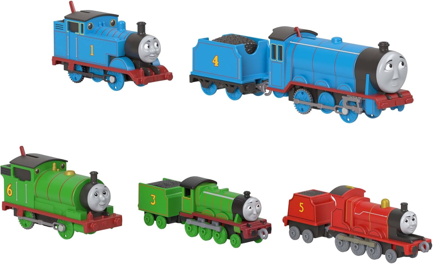 Thomas & Friends Toy Trains by Fisher-Price, 2 Large Die-Cast Engines & 3 Motorized Trains with Classic Characters, Includes Playmat (Amazon Exclusive)