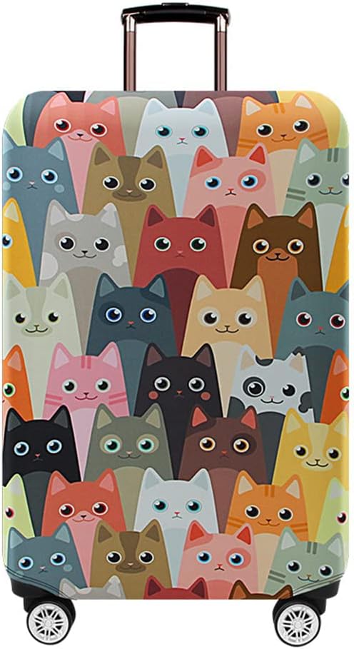 Mateju Suitcase Cover 18-32 Inch Thick Luggage Covers Protectors, Trolley Case Protective Cover Washable Anti-Scratch Elastic Travel Suitcase Protector (S,cat)