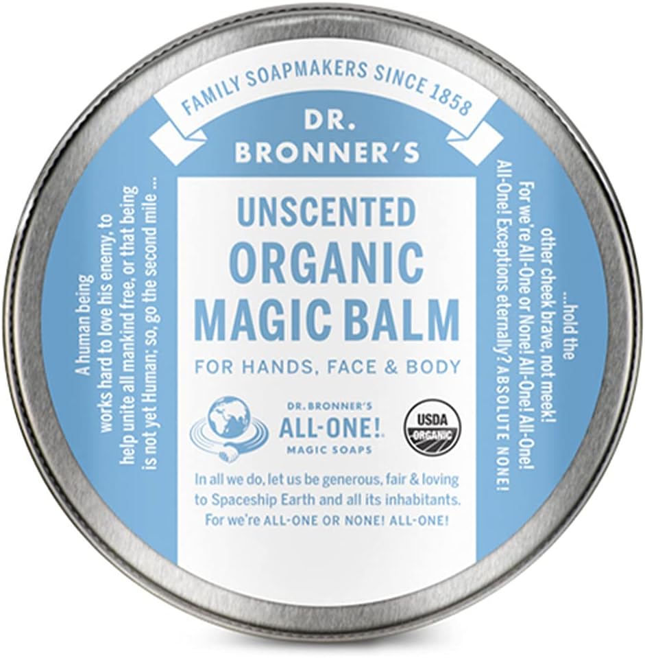Dr. Bronner's - Organic Magic Balm (Baby Unscented, 2 Ounce) - Made with Organic Beeswax & Hemp Oil, Moisturizes & Soothes Hands, Face and Body, Relieves Dry Skin, Helps Prevent Diaper Rash