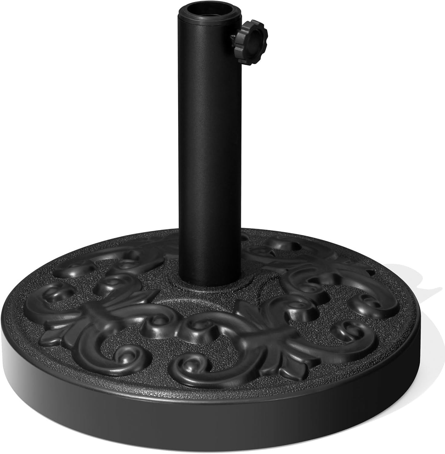 Crestlive Products Patio Umbrella Base, Heavy Duty Table Umbrella Base, Round Cement Market Umbrella Stand for Outdoor, Deck, Lawn, Garden, Flower Decorative Pattern (30 Pounds)