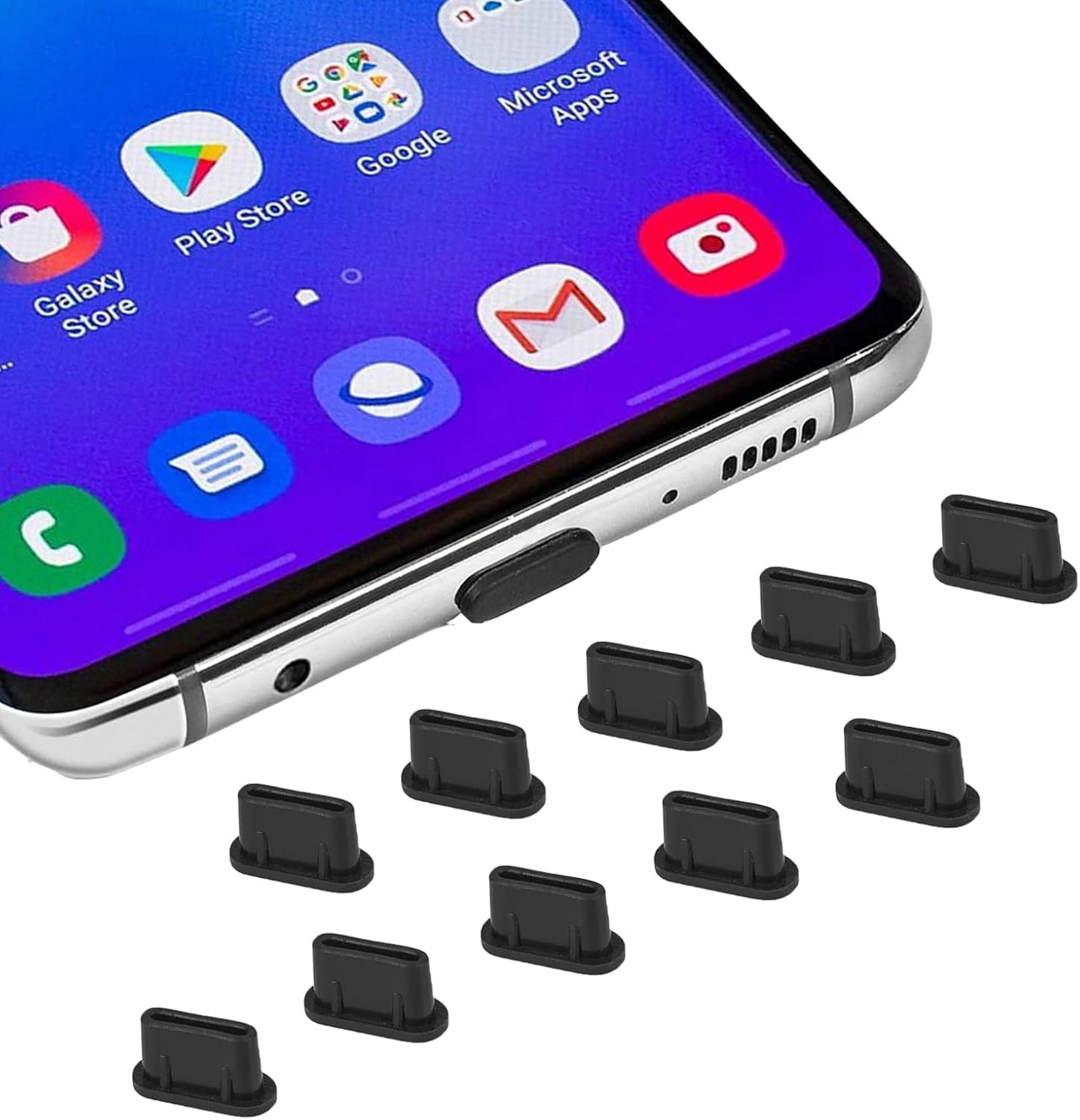 10x USB C Dust Plug Cover, Type C Charging Port Plug Caps for iPhone 16 15 Plus Pro Max, Samsung Galaxy S24, S23 Ultra S21 FE S20, Note 20, Tab A8 S8, All Type-C Devices & MacBook Laptop