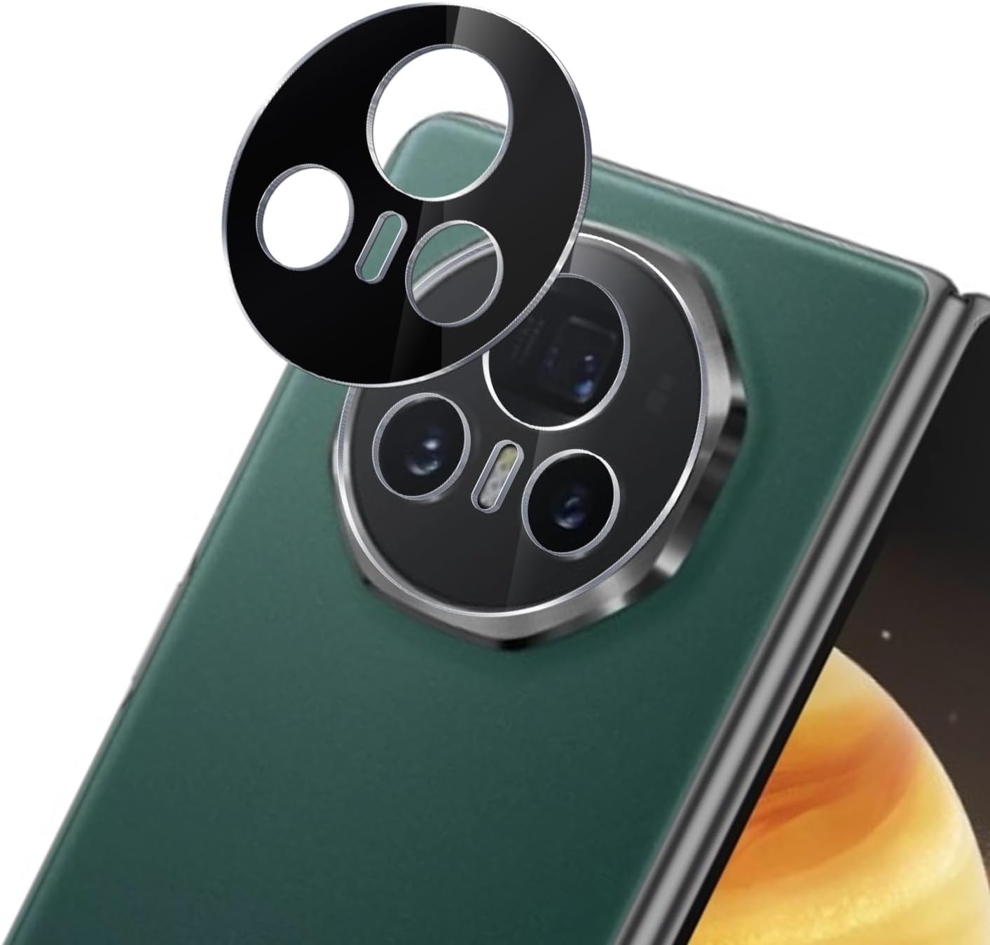2 Pack for Honor Magic V3 Camera Lens Protectors, Scratch-Resistant HD Clarity Ultra-Thin Tempered Glass Camera Cover with Aluminum Edging,Individual Metal Lens Cover, Black
