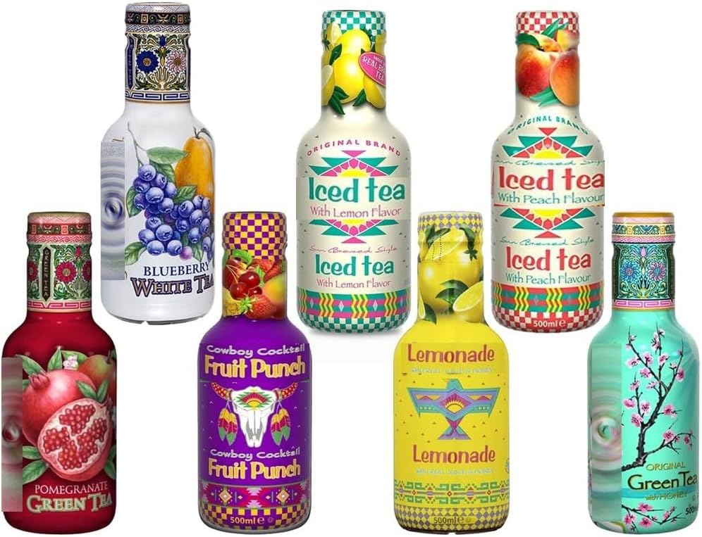 8 x Mixed Mango,Fruit Punch Lemonade,Strawberry Lemonade,Watermelon,Lemon,Blueberry White,Peach,Raspberry Iced Tea Bottles 500ml