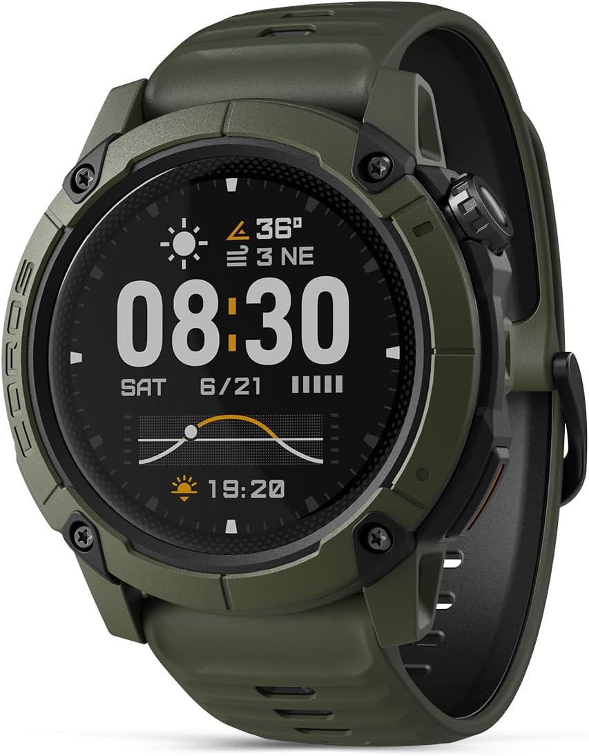 COROS NOMAD Outdoor GPS Smartwatch, 1.3" MIP Touchscreen, Global maps with turn-by-turn navigation, 22 days Battery Life, Microphone records voice notes, real-time weather, and safety alerts (Green)