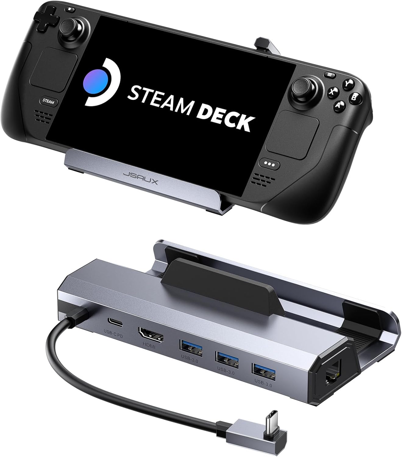 JSAUX Steam Deck Dock 4K@120Hz(6-in-1), Docking Station for Steam Deck OLED/ROG Ally X/Legion Go (S)/MSI Claw, Steam Dock with HDMI 2.1, Gigabit Ethernet, 3 USB A 3.0 and 100W Charge-HB0603