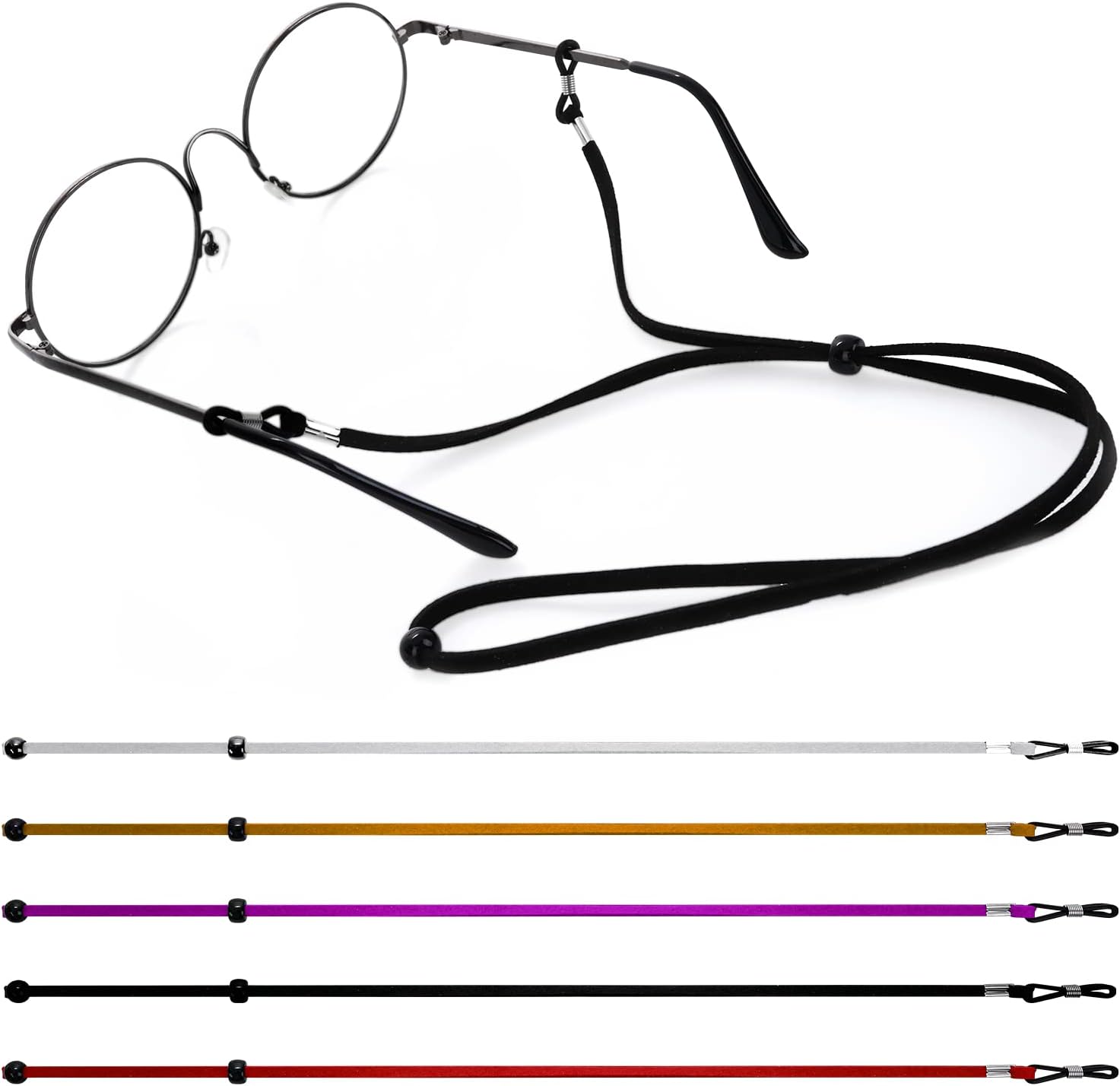 WLLHYF Eye Glasses String 6Pcs Sunglasses Lanyards Sports Eyeglass Retainer Strap Adjustable Glasses Cord Fashion Eyewear Accessory Chain Sunglass Around Neck Holders for Men Women