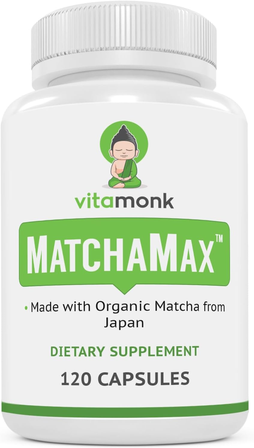 MATCHAMAX™ Organic Japanese Matcha Capsules - Pure Organic Matcha Green Tea Pills for Smooth Zen-Like Energy and Natural Mood Boost - Vegan Matcha Supplement Packed with Antioxidants - 120ct
