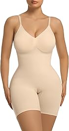 SHAPERX Women's Bra Free Bodysuits Tummy Control Shapewear Mid Thigh Body Shaper with Removable Pads