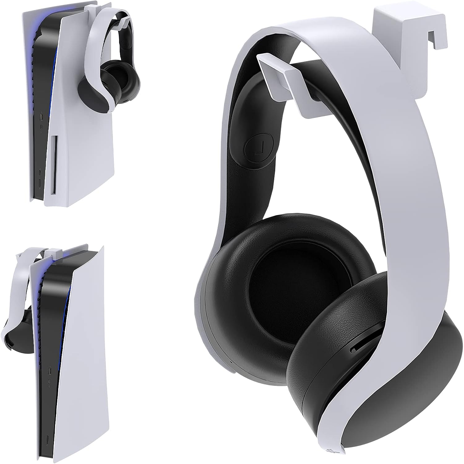 FYOUNG Headset Holder for PS5, Hook Hanger for PS5 Headphone Stand - Black (White)