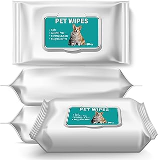Pet Hypoallergenic Wipes,Extra Thick Dog Wipes for Cleaning Pet's Paws,Ears,Butt,Face and Eyes,Portable Organic Paw Wipes for Dogs,Ideal for Home or Trave (320 Count (Pack of 4))